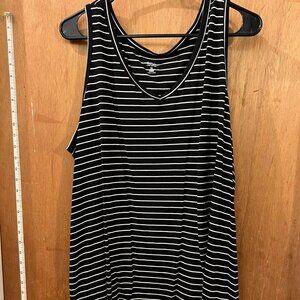 Size 2X - a.n.a. - Black and White Striped Sleeveless Knit Pullover